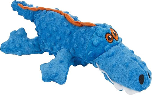 goDog Gators Squeaky Plush Dog Toy with Chew Guard Technology, Durable Fabric & Squeaker for Active Play, Blue, Large