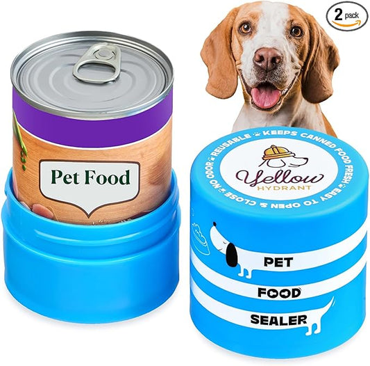 The Original Canned Dog Food Storage Container (2 Pack) Patent Pending Reusable Airtight Can Cover Pet Food Sealer - Keeps Dog Food Can Fresh in the Fridge, Eliminates Odor
