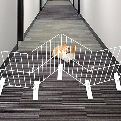 Short Puppy Gate - 17 Inch Height Dog Gate, Metal Free Standing Pet Gates, Expands Up to 48 Inches for Indoor/Outdoor, Step Over Pet Fence for Small Dogs