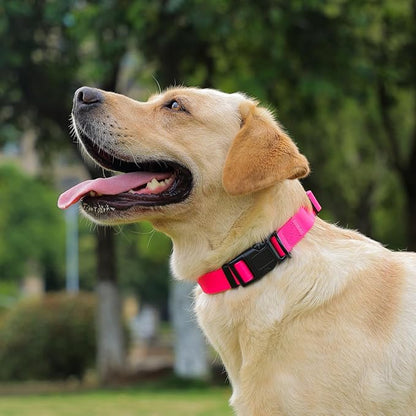 Waterproof Dog Collar, Easy to Clean Rubber Dog Collars with Quick Release Buckle Fits Small Medium or Large Dogs (Pink, M < 11.8-18.5 inch)