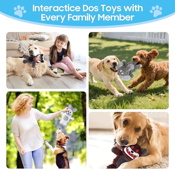Bzonsmart Dog Squeaky Toys.Tough Plush Chew Toys Bundle for Small Medium Large Breed Chewer.Interactive Dog Toys to Keep Them Busy .Durable Anti-Boredom Dog Toys for Teething Chewing Playing Training