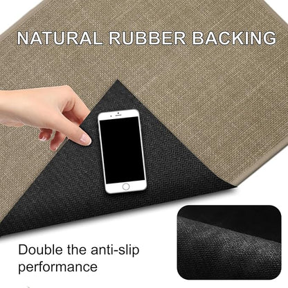 Ultra Thin Indoor Door Mat, Non-Slip Natural Rubber Backing Inside Doormat, Washable, Low-Profile Entrayway Mats, Durable Dirt Trapper for Various Entrance, 29''X17'', Brown