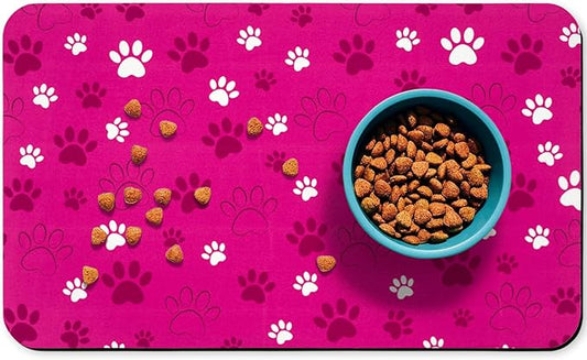 Dog Food Mat, Absorbent Water Bowl Mats Cat Pet Feeding Placemats Pink 24 * 32 inch