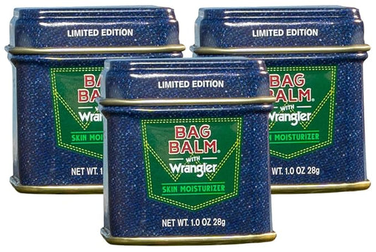 Bag Balm Vermont's Original Skin Moisturizer - Full Body Hydrating Skin Care: Dry Hands, Lips, Face, Feet & More - Unscented, Cruelty & Paraben Free - Day & Night, Men & Women (Wrangler, 3-Pack)