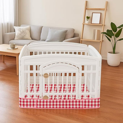 Dog Playpen Bottom Pad Fits for 36 Inch 4 Panels Exercise Pet Playpen, Dog Crate Pad Puppy, Hoop and Loop Design (Note: Playpen Not Included). (RedCheck)