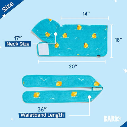 Barkbox Dog Bathrobe Fast Drying with Hook and Loop Closure & Wrap Tie Snuggle, Cute Dogs Clothes, Easy to Clean, Machine Washable, Dog Coats and Tumble Dry Low - Rubber Duck, Small