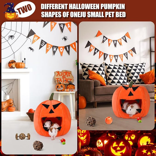 Guinea Pig Hideout - Guinea Pig Bed, Halloween Style Small Pet Hides, Ideal Bed for Small Pets, Pumpkin Shape, Orange