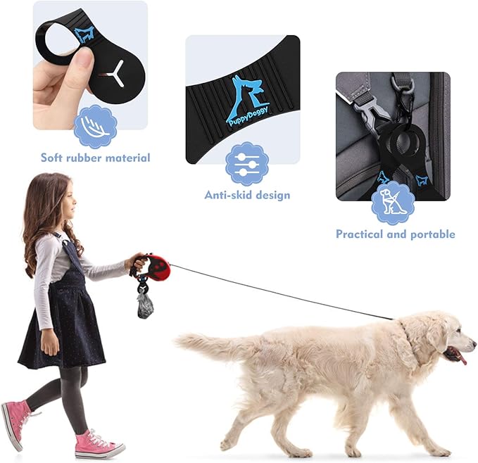 PuppyDoggy Dog Poop Bag Holder for Leash Waste Bag Carrier Dog Poop Bag Dispenser for Walking Running Bicycle Accessory 2 Pieces (Green)