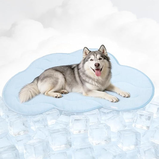 BECEMURU Dog Cooling Mat - 36" x 23" Reversible Cooling Pad for Crate, Kennel, Bed, Sofa - Machine Washable, Durable, Non-Gel - Keep Your Pet Cool and Comfortable (Cloud-XL: 55" L x 37" W x 0.8" Th)
