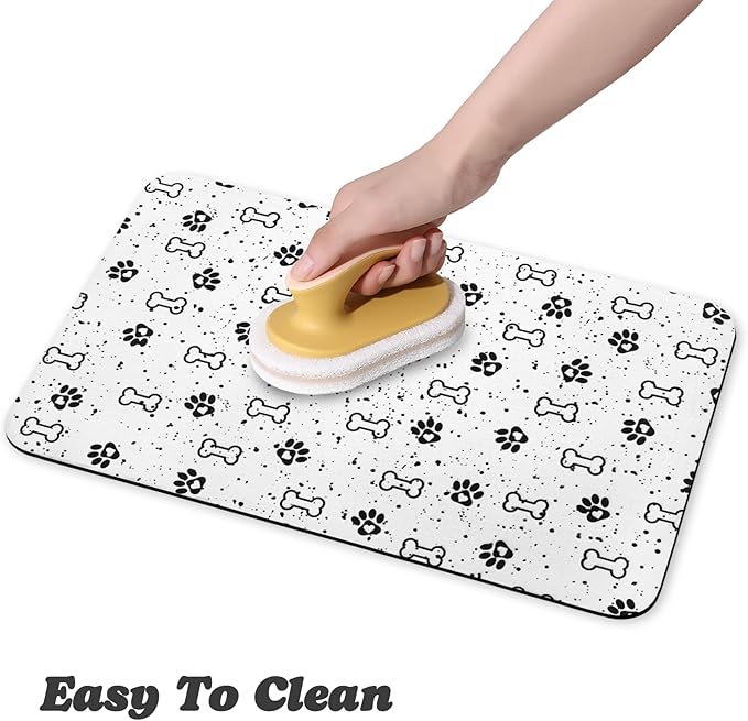 Dog Food Mats,Cat Absorbent Water Bowl Feeding Mats Pet Placemats for Food and Water Spot 12 * 20 inch
