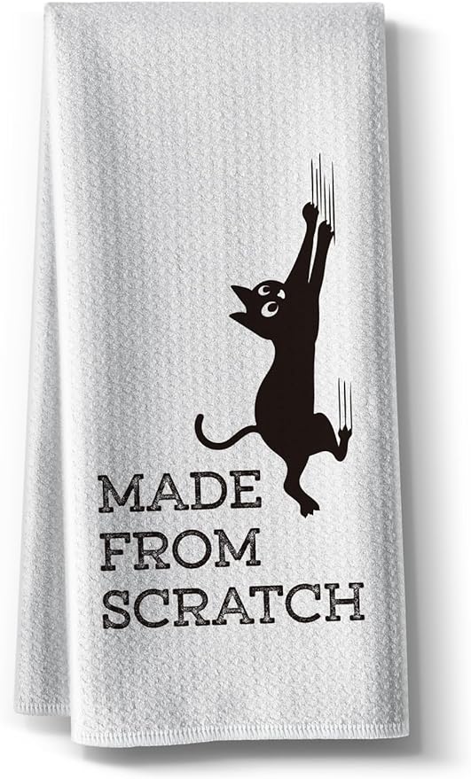 Funny Cat Kitchen Towels-Funny Joked Absorbent Tea Towel DéCor,Gifts for Cats Owner Mom Hostess Women New Home Housewarming Mama on Mother's Day,Birthday,Christmas,Thanksgiving16 x 24"