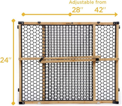 Safety 1st Bamboo Baby Gate for Doorways, No Drill Gate with Door, Dog Gates, Fits 28"-42", 24" High, Bamboo and Black