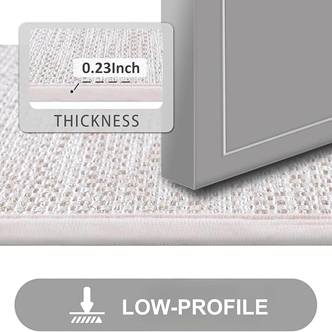 Ultra Thin Indoor Door Mat, Low-Profile Door Mats Indoor Entrance, Non-Slip Natural Rubber Backing Doormat, Washable Entryway Doormats, Fade Resistant Dirt Trapper for Kitchen, 47''x24'',Beige