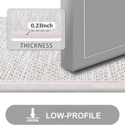 Ultra Thin Indoor Door Mat, Low-Profile Door Mats Indoor Entrance, Non-Slip Natural Rubber Backing Doormat, Washable Entryway Doormats, Fade Resistant Dirt Trapper for Kitchen, 47''x24'',Beige