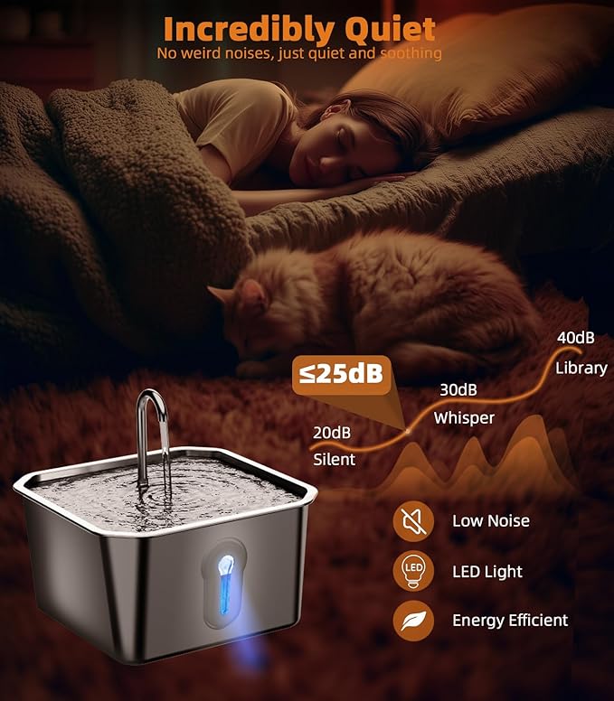 4L Large Cat Water Fountain for Multiple Cats Pet Water Fountain for Drinking Watering Supplies Pets Dog Small Animal Automatic Cat Water Dispenser for Cats Quiet Indoor