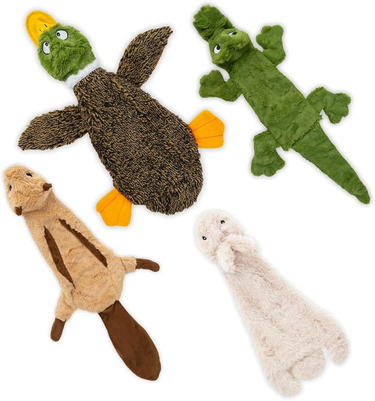 Best Pet Supplies Squeaky Dog Toys with Soft Durable Fabric for Small, Medium and Large Pets Interactive Toy for Indoor Play, Supports Active Biting and Play - 4 Figures, Medium