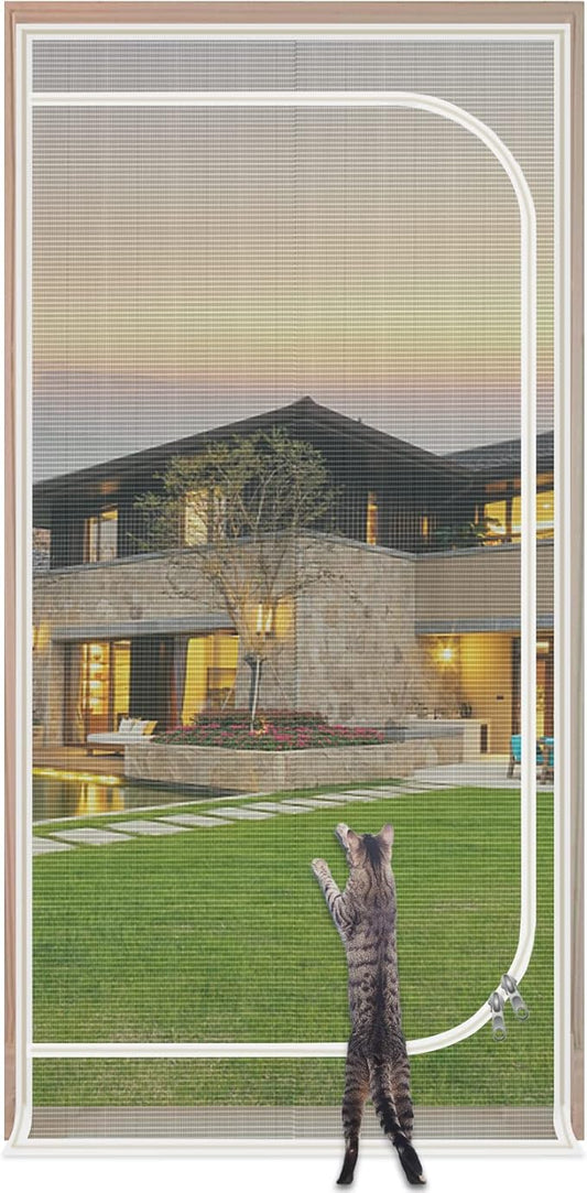 Upgraded Pet Screen Door,Fits Door Opening Size 30''x 80'',Thickened Cat Resistant Mesh Screen Door for Living Room,Kitchen,Bedroom,Cat Proof Screen with Zipper Closure.