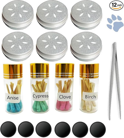 CHENGXINWENHUA Dog skent Work tins 6 Pack，Dog Scent Training Box，Dogs Nose Work containers (1, 4 Jars+6 Magnetic Box)