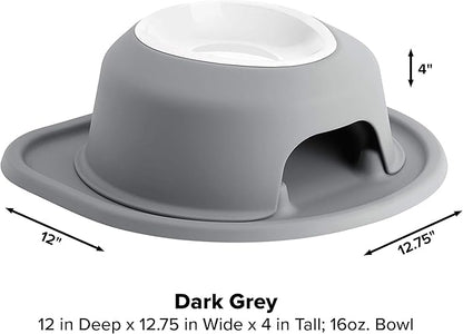 WeatherTech Single High Pet Feeding System w/Plastic Dog/Cat Bowls - 4" High Stand Dark Grey (PSH1604DGDG)