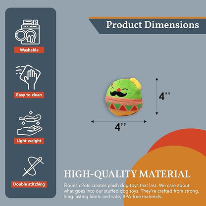 Flourish Pets 2 in 1 Multi-Layer Chew Toy for Active Dogs | Non-Toxic BPA Free Double Stitched Soft Fabric Exterior Dog Toys | Long-Lasting Dog Plush Toys – Mr. Guac 3.5"