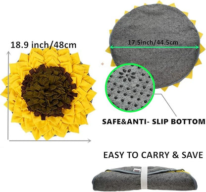 Snuffle Mat for Dogs, Dog Feeding Mat, Dog Puzzle Toys, for Encourgaing Natural Foraging Skills for Cats Dogs (Sunflower) (A)