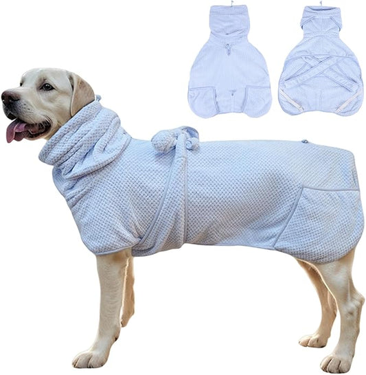 Super Absorbent Dog Bathrobe Pineapple Soft Fast Drying Dogs Towel Robe Adjustable Drying Coat for After Bath with Hood (Pineapple Blue, X-Large)