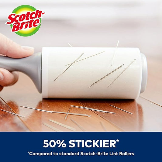 Scotch-Brite Extreme Clean Heavy Duty Lint Roller, Advanced Lint Removers for Larger Debris, Extra Sticky Lint Roller for Clothes, Pet Hair, Furniture, Cars, Offices, and More, 48 Sheets, 6 Pack