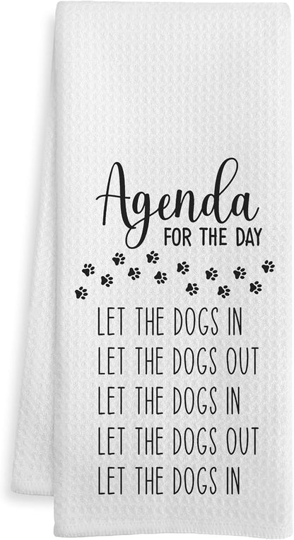 Funny Dog G Kitchen Towels, Dogs Lovers Gifts Dish Tea Towel for Kitchen Decor, Agenda for The Day Humorous Hand Towels for Bathroom Decor, Dog Bathroom Decor, 16x24 Inch
