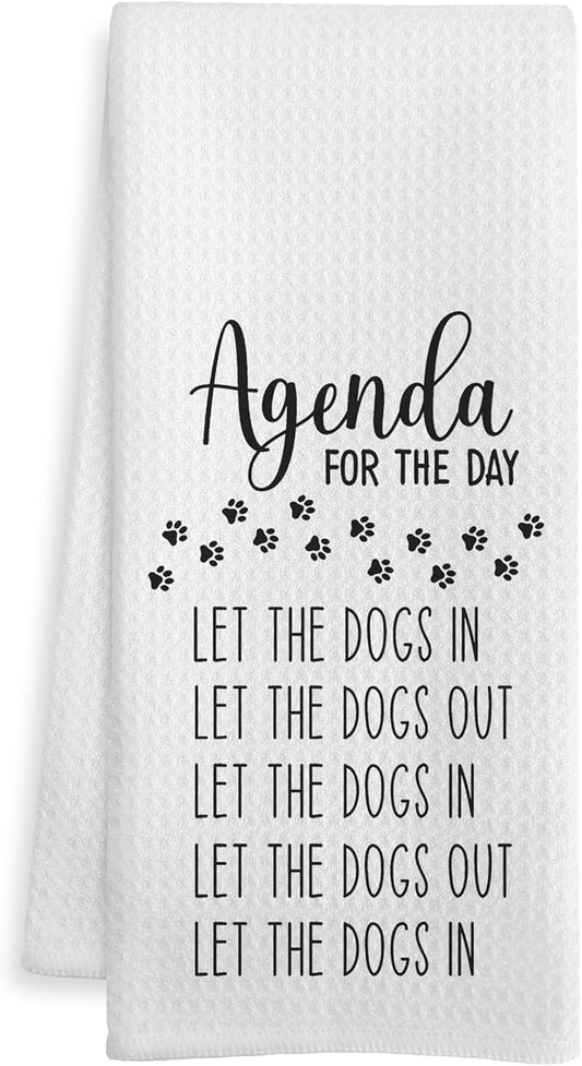 Funny Dog G Kitchen Towels, Dogs Lovers Gifts Dish Tea Towel for Kitchen Decor, Agenda for The Day Humorous Hand Towels for Bathroom Decor, Dog Bathroom Decor, 16x24 Inch