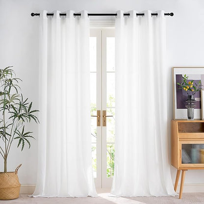NICETOWN 132 Inch Sheer White Curtains Long 2 Panels for Living Room, 52" Wide Grommet Window Curtains Drapes for Living Room Bedroom- Home Decoration Light Filtering Elegant Window Drapes