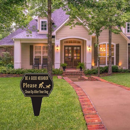 Clean Up after Your Dog Sign,13.6"x9.6" 2 Pack No Pooping Dog Sign for Yard with Integrated stake Double Side No Poop for Lawn Aluminum Metal for Outdoor Use