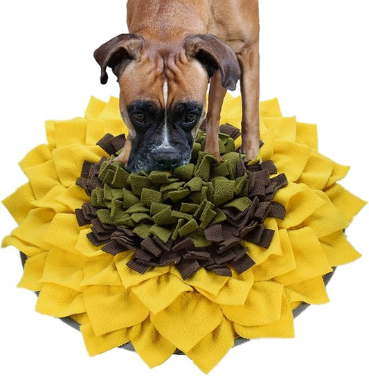 Snuffle Mat for Dogs, Dog Feeding Mat, Dog Puzzle Toys, for Encourgaing Natural Foraging Skills for Cats Dogs (Sunflower) (A)