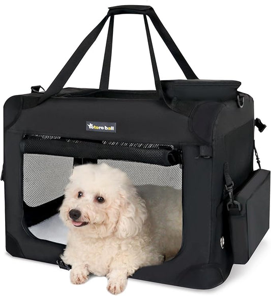 Extra Large Cat Carrier for 2 Cats Collapsible Soft Pet XL Crate for Large/Medium Cats 20lbs Car Travel Portable Bag with Water Bottle Slot For Long Trips (Black, 24.0"L x 16.5"W x 16.5"H)