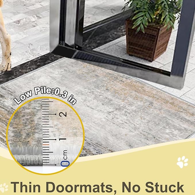 COMSLE Door Mat Soft Absorbent Indoor Front Entryway Rug Machine Washable Entrance Mats for Muddy Paws Non Slip Throw Rugs 36" x 60" Doormat for Inside Foyer Bedroom - Yellow