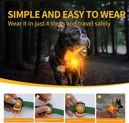 LaRoo Dog Collar Light for Night Walking - USB-C Rechargeable, 13g Ultra Light Waterproof LED Pet Safety Light with 3 Modes, Small Medium Dogs, Anti-Lost Pet Camping Running Essentials(Yellow)