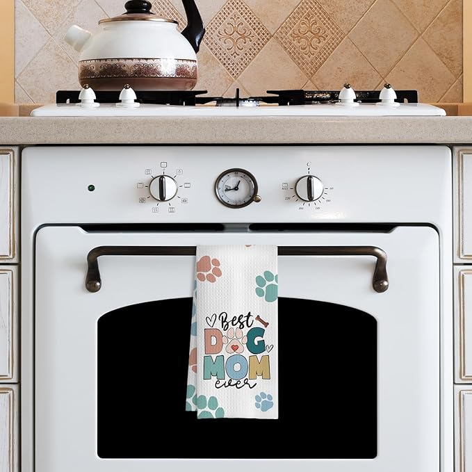 Dog Mom Gifts Kitchen Towels, Dog Lovers Owners Gifts for Women, Colorful Dogs Paws Hand Towels for Bathroom, 16x24 Inches