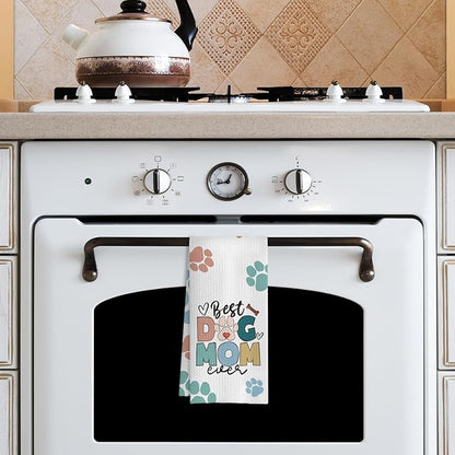 Dog Mom Gifts Kitchen Towels, Dog Lovers Owners Gifts for Women, Colorful Dogs Paws Hand Towels for Bathroom, 16x24 Inches