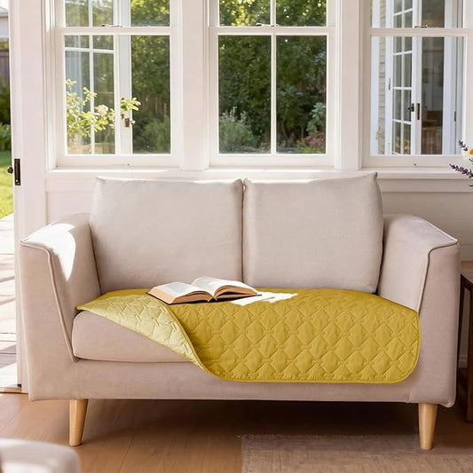 gogobunny 100% Double-Sided Waterproof Dog Bed Cover Pet Blanket Sofa Couch Furniture Protector for Puppy Large Dog Cat, Reversible (32x53 Inch (Pack of 1), Dark Yellow/Light Yellow)