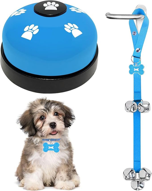 2 Pack Dog Bells, Puppy Potty Training Bell Dog Doorbell Potty Train Dog Bell for Potty Training Door Bells for Dogs to Ring to Go Outside Jingle Bells for Door Knob (Light Blue)