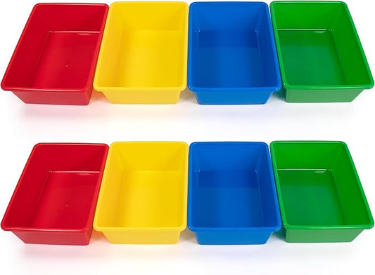 Humble Crew Toy Storage Bins for Kids, Set of 8, Primary Colors, Large - Sturdy, Colorful Plastic Storage Bins for Classroom, Playroom, Nursery, and More - Premium Toddlers Toy Organizer Bins
