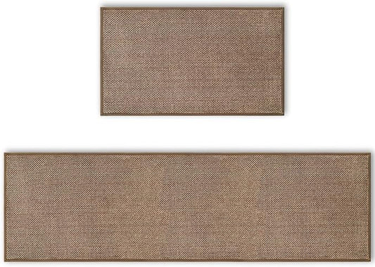 Artoid Mode Washable Kitchen Rugs and Mats Set of 2, Non-Skid Rubber Absorbent Kitchen Mats for Floor Front of Sink Hallway- 17x29 and 17x60 Inch
