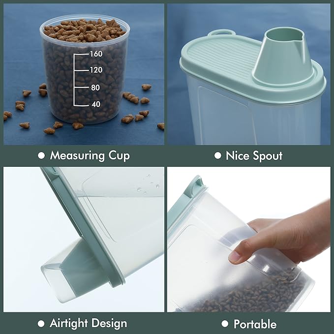 Citylife 3 PCS Pet Food Container Airtight 1.8 LB Plastic Cat Food Container for Dry Food Small Dog Food Containers with Pour Spout Birds Food Dispenser