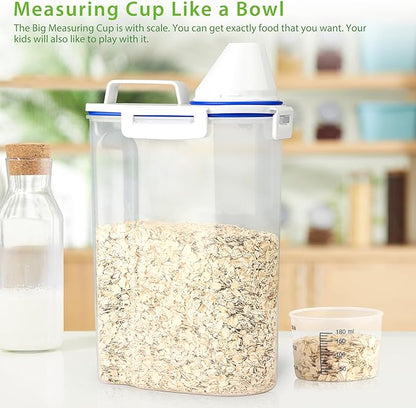 Rice Storage Container, 3 to 5Lbs Dry Food Airtight Container, Pet Dog Cat Food Canister, BPA Free Clear Plastic Kitchen and Pantry Organization Bin for Oatmeal, Grain, Cereal, Pasta, Flour