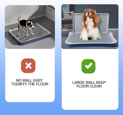 Pee Pad Holder,Indoor Dog Potty Pad,Puppy Potty Training Tray,for Small and Medium-Sized Dogs,20"*15", with Pee Wall, Non-Skid Feet(Navy Blue)