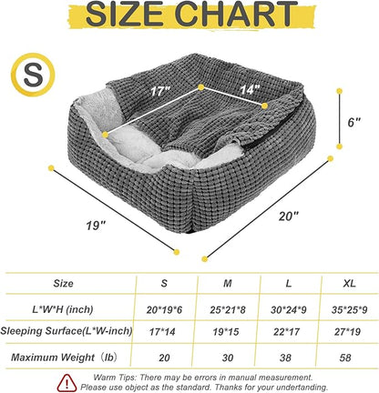 GASUR Dog Beds for Small Medium Large Dogs with Cover Cave, Rectangle Hooded Dog Puppy Bed with Blanket, Cozy Anti-Anxiety Cat Beds for Indoor Cats, Anti-Slip Bottom and Machine Washable (20", Grey)