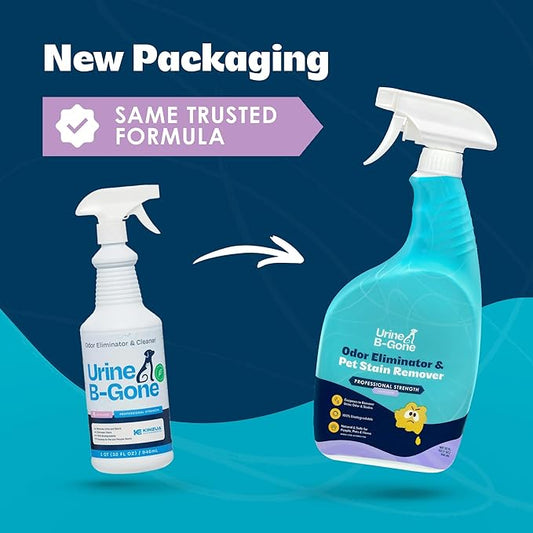 Urine B-Gone, Professional Enzyme Odor Eliminator & Pet Stain Remover, Human, Cat & Dog Urine Cleaner, Effective on Laundry, Carpets & More, Lavender Scent, 32oz, Pack of Two