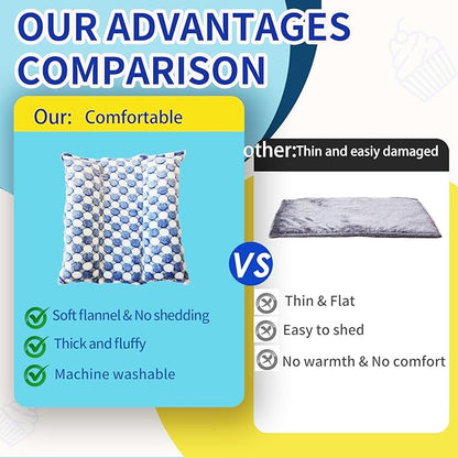 17x15in Waterproof & Reversible Rabbit Bed, Washable and Thickened Bunny Bed, Soft Fleece Pet Mat for Bunnies, Cats, Dogs & Small Pets (Blue)