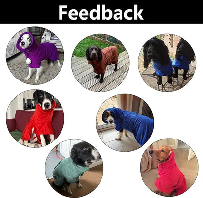 Geyecete Dog Drying Coat - Dog Bathrobe Towel - Microfibre Fast Drying Super Absorbent Pet Cat Bath Robe Towel, Luxuriously Soft - Purple - S