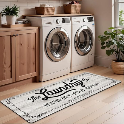 Pauwer Laundry Room Rug Runner 24"x60" Waterproof Rubber Laundry Mat Non Slip Kitchen Mats for Floor Washable Floor Mat Runner Rug for Farmhouse Mudroom Washroom Bathroom Decor
