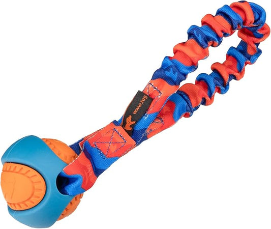 Tug-E-Nuff Pocket PowerBall Bungee | Shock Absorbing Bungee Handle | Durable Ball Toy for Dogs | Ideal for Interactive Dog Training and Dogs of All Ages | 23 cm (9 inches) in Size